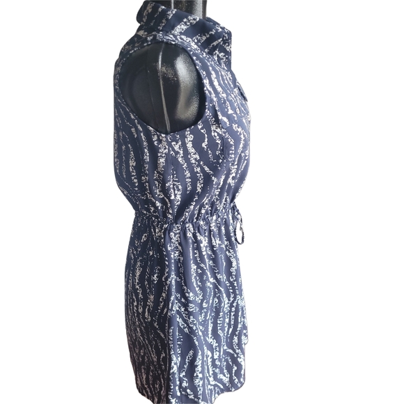 Mario Serrani Navy and White Patterned Sleeveless Dress S - Picture 4 of 7